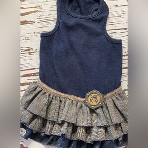 Navy Blue Dog Dress with Ruffle Skirt
Large